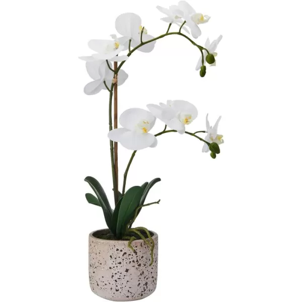Mikasa Artificial Orchid in Pot, Real Touch Phalaenopsis Orchid, Distressed Grey Cement Pot, 15-Inch Single Branch, Watercolor Pink