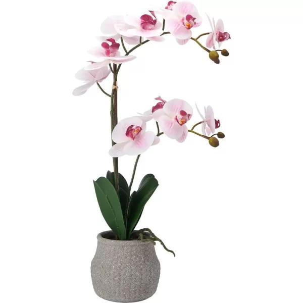 Mikasa Artificial Orchid in Pot, Real Touch Phalaenopsis Orchid, Embossed Weave Cement Pot, 22-Inch Double Branch, Watercolor Pink