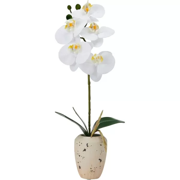 Mikasa Artificial Orchid in Pot, Real Touch Phalaenopsis Orchid, Embossed Weave Cement Pot, 22-Inch Double Branch, Watercolor Pink