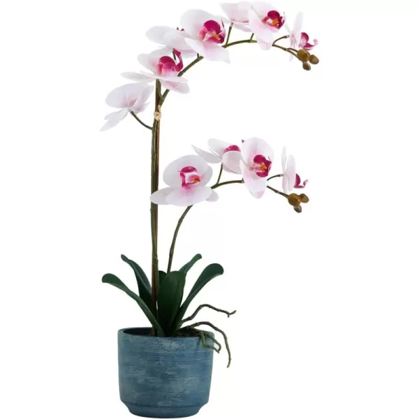 Mikasa Artificial Real Touch Phalaenopsis Orchid Flower in Pot, Faux Floral Décor for Wedding, Home, Office, Party, Hotel, Salon, 15-Inch, White Pink