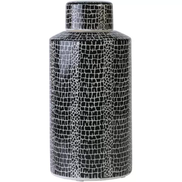 Mikasa Blue Crackle Ceramic Canister, Store Small Household Items or Display Faux Florals, Black and White