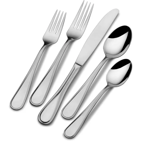 Mikasa, Bravo Flatware Service for 12, 65 Piece Set, 18/10 Stainless Steel, Silverware Set with Serving Utensils