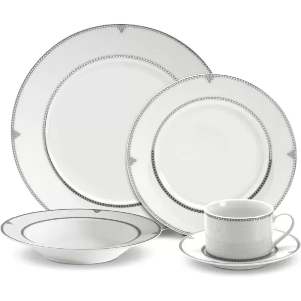 Mikasa Cameo Platinum 40-Piece Dinnerware Set, Dinner,Salad,Cereal, Fruit, Service for 8,White