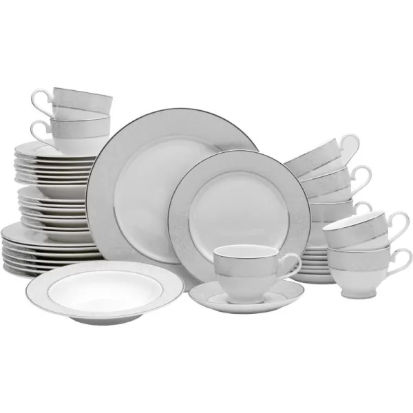 Mikasa Cameo Platinum 40-Piece Dinnerware Set, Dinner,Salad,Cereal, Fruit, Service for 8,White