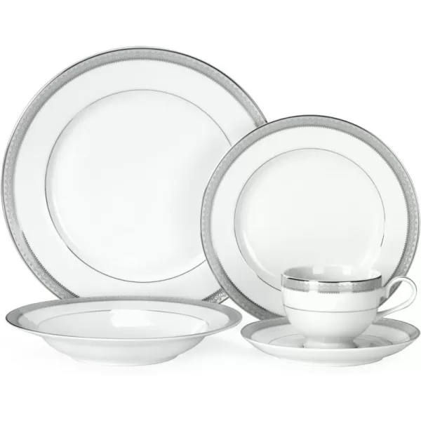Mikasa Cameo Platinum 40-Piece Dinnerware Set, Dinner,Salad,Cereal, Fruit, Service for 8,White