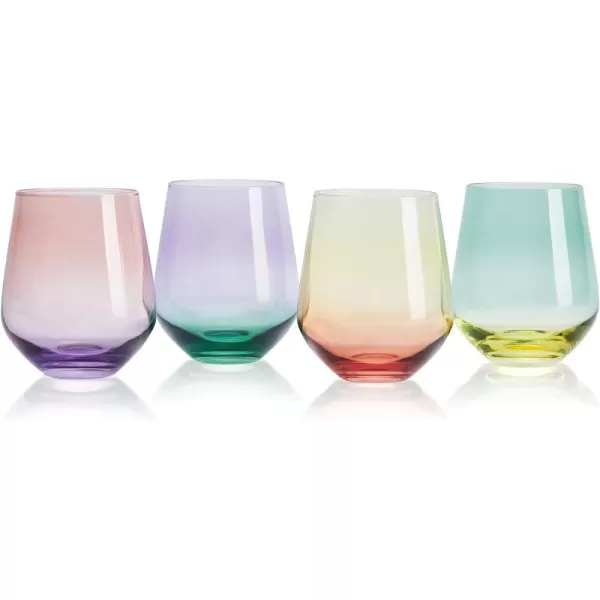 Mikasa Chroma Set of 4 Stemless Wine Glasses, 13 Ounce, Rainbow