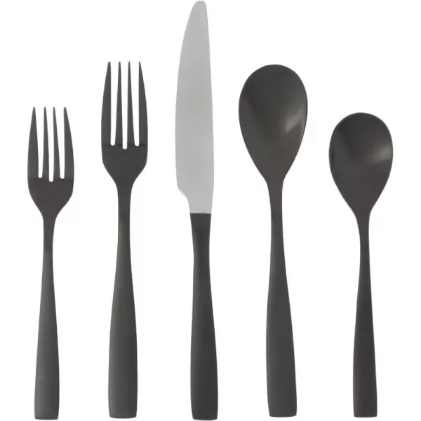 Mikasa Delano Black Satin 20-Piece Stainless Steel Flatware Set, Service for 4