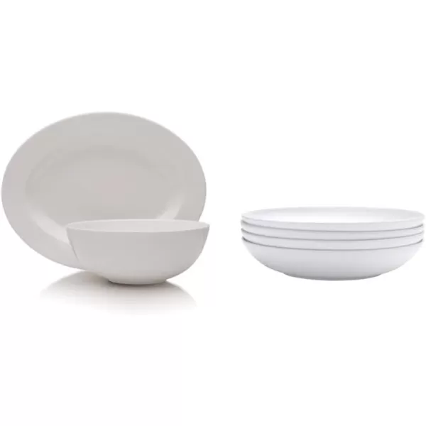 Mikasa Delray 14-Inch Oval Platter and 9-Inch Vegetable Bowl Set , White -