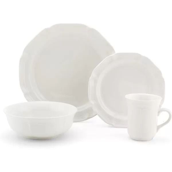 Mikasa French Countryside 16-Piece Dinnerware Set, Service for 4,White
