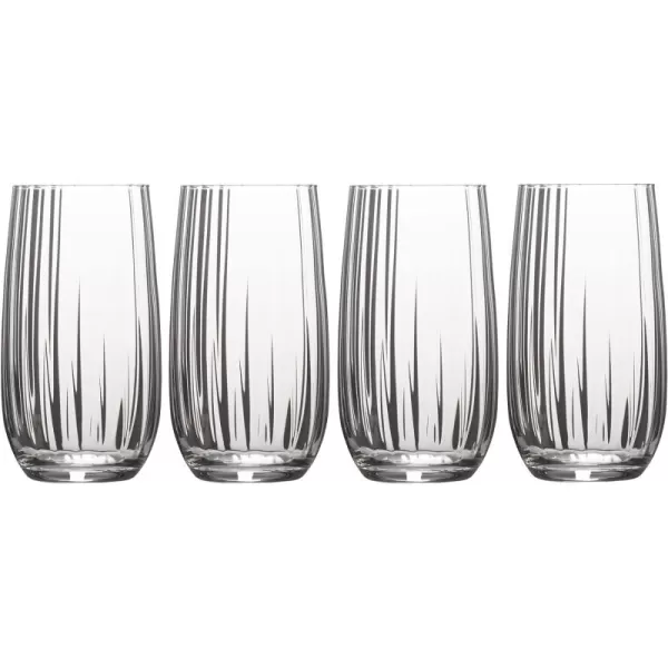 Mikasa Gail Optic Set of 4 Highball Tumbler Cups, 4 Count , Clear