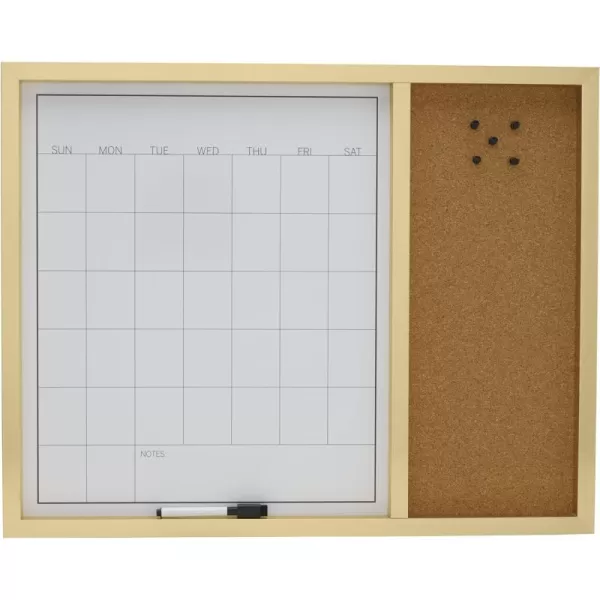 Mikasa Gold Framed Calendar White Cork Board Combo, Includes 5 Tacks and 1 Marker, 24x19