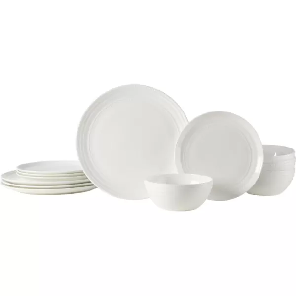 Mikasa Kamryn Vegan Bone Chip Resistant 12 Piece Dinnerware Set, White, Service for 4