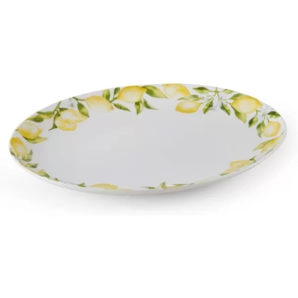 Mikasa Lemons Oval Bone China Lightweight Chip Resistant Serving Platter, 14-Inch, Multicolor