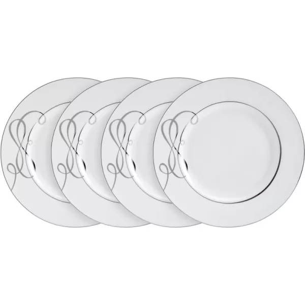 Mikasa Love Story Platinum Banded Teacup and Saucer Set, Set of 4, 9.6-Ounce, White