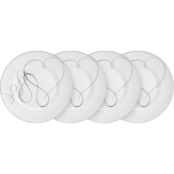 Mikasa Love Story Platinum Banded Teacup and Saucer Set, Set of 4, 9.6-Ounce, White