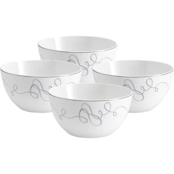 Mikasa Love Story Platinum Banded Teacup and Saucer Set, Set of 4, 9.6-Ounce, White