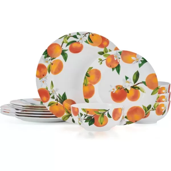 Mikasa Mandarin Bone China Lightweight Chip Resistant 12 Piece Dinnerware Set, Service for 4