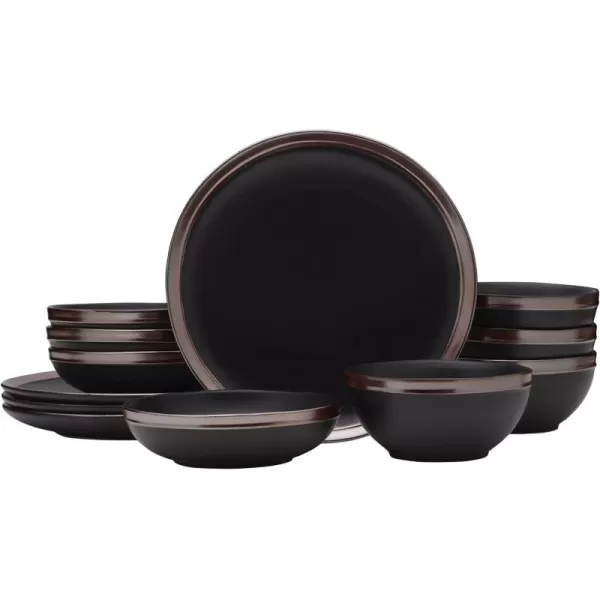 Mikasa Miller 12 Piece Dinnerware Set, Service for 4, Black