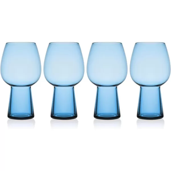 Mikasa Phoebe Goblet Beer Beverage Glass, Set of 4, Blue