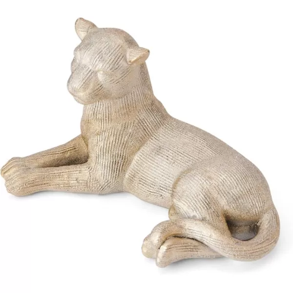 Mikasa Silver Resin Laying Leapord Figurine, Contemporary Look, for Bedroom, Living Room Dining Room, 10.04x6.1x5.71 Inch