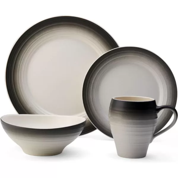 Mikasa Swirl 4-Piece Place Setting, Service For 1, Ombre Graphite