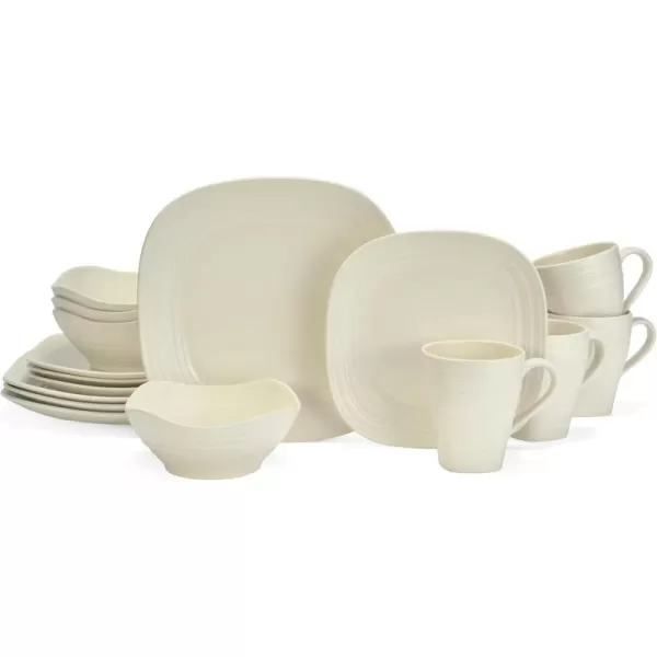 Mikasa Swirl Square Ombre Graphite 16 Piece Dinnerware Set, Service for 4