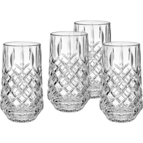 Mikasa Wesley Highball Tumbler Cups, Set Of 4, 12 Ounce, Clear
