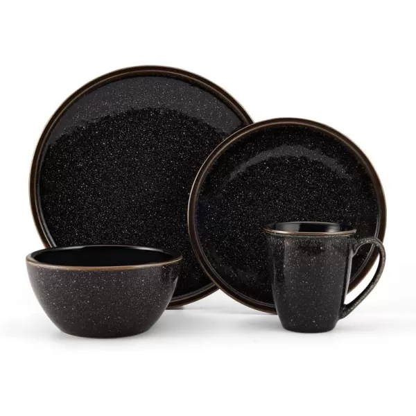 Mikasa Barrett 16 Piece Dinnerware Set, Service For 4, Black