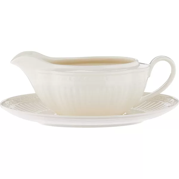 Mikasa Italian Countryside Gravy Boat and Saucer Set, White - DD900-742