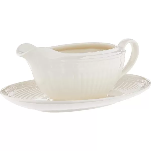 Mikasa Italian Countryside Gravy Boat and Saucer Set, White - DD900-742