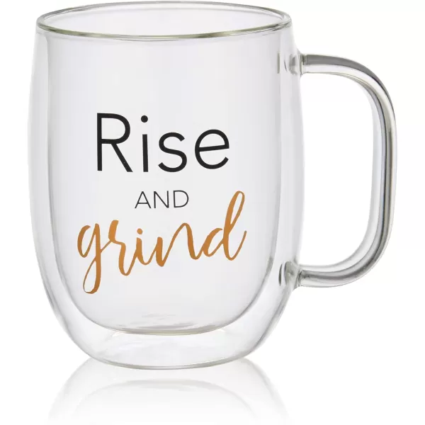 Mikasa Rise Unwind Double Wall Mug and Stemless Wine Glass, Set of 2, Clear