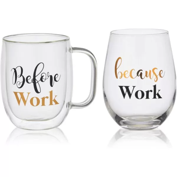 Mikasa Rise Unwind Double Wall Mug and Stemless Wine Glass, Set of 2, Clear