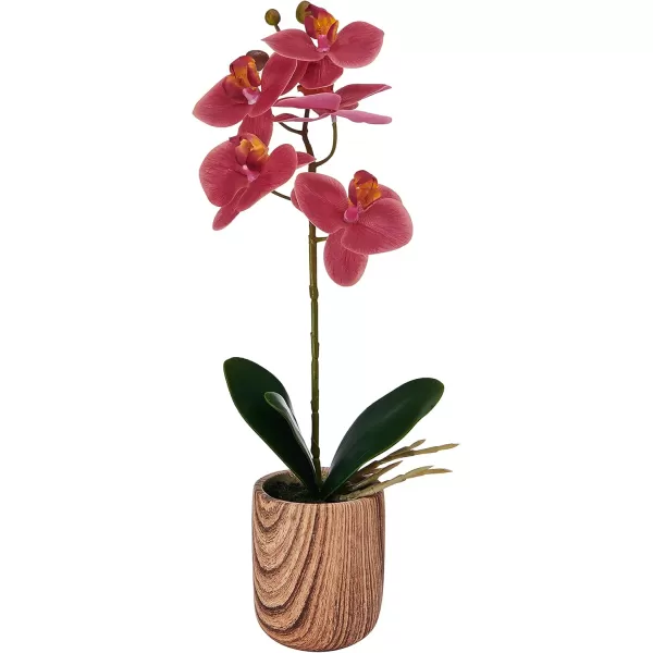Mikasa Artificial Orchid in Pot, Real Touch Phalaenopsis Orchid, Faux Wood Cement Pot, 16-Inch Single Branch, Rosewood