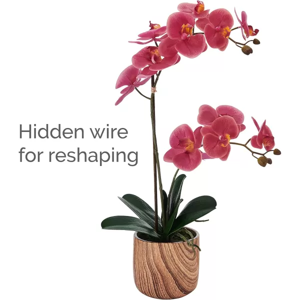 Mikasa Artificial Orchid in Pot, Real Touch Phalaenopsis Orchid, Faux Wood Cement Pot, 16-Inch Single Branch, Rosewood