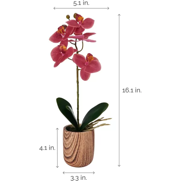 Mikasa Artificial Orchid in Pot, Real Touch Phalaenopsis Orchid, Faux Wood Cement Pot, 16-Inch Single Branch, Rosewood