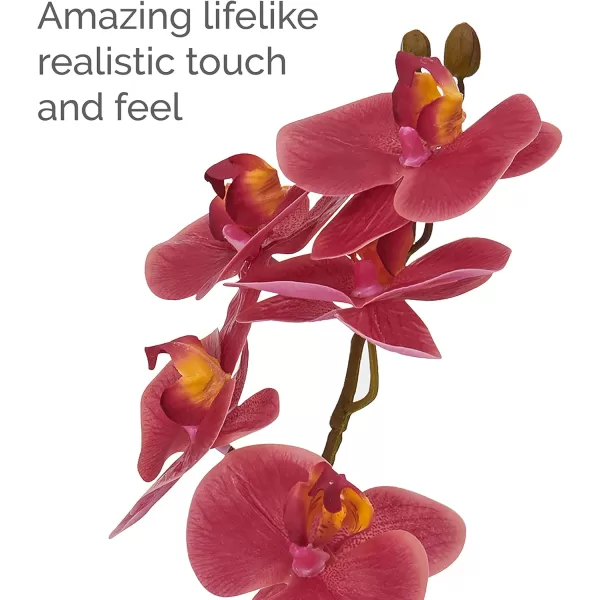 Mikasa Artificial Orchid in Pot, Real Touch Phalaenopsis Orchid, Faux Wood Cement Pot, 16-Inch Single Branch, Rosewood