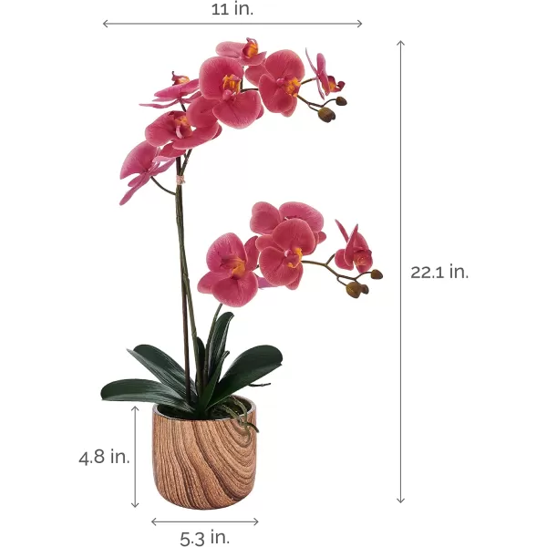Mikasa Artificial Orchid in Pot, Real Touch Phalaenopsis Orchid, Faux Wood Cement Pot, 16-Inch Single Branch, Rosewood