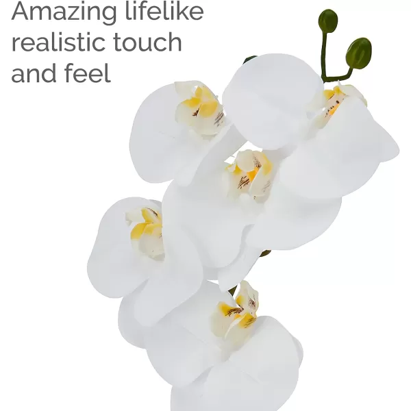 Mikasa Artificial Orchid in Pot, Real Touch Phalaenopsis Orchid, Faux Wood Cement Pot, 16-Inch Single Branch, Rosewood