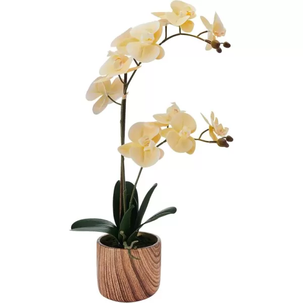 Mikasa Artificial Orchid in Pot, Real Touch Phalaenopsis Orchid, Faux Wood Cement Pot, 16-Inch Single Branch, Rosewood