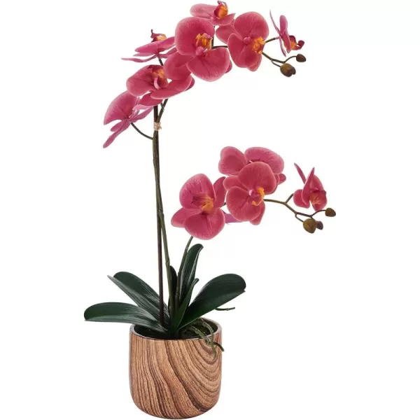 Mikasa Artificial Orchid in Pot, Real Touch Phalaenopsis Orchid, Faux Wood Cement Pot, 16-Inch Single Branch, Rosewood