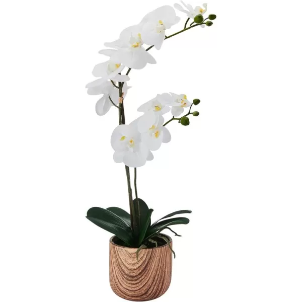 Mikasa Artificial Orchid in Pot, Real Touch Phalaenopsis Orchid, Faux Wood Cement Pot, 16-Inch Single Branch, Rosewood