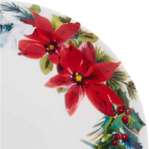 Mikasa Hope Joy Holiday Poinsettia Bone China Lightweight Chip Resistant 16 Piece Dinnerware Set, Service for 4, Multicolor