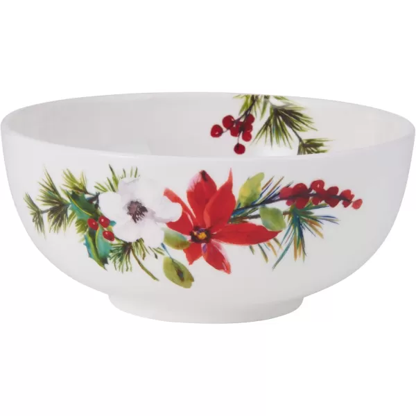 Mikasa Hope Joy Holiday Poinsettia Bone China Lightweight Chip Resistant 16 Piece Dinnerware Set, Service for 4, Multicolor