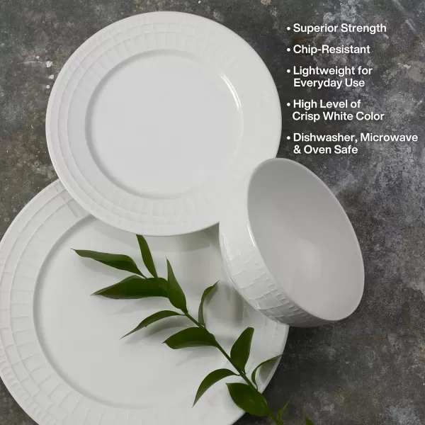 Mikasa Lux Chip Resistant 12 Piece Dinnerware Set, Service for 4,White