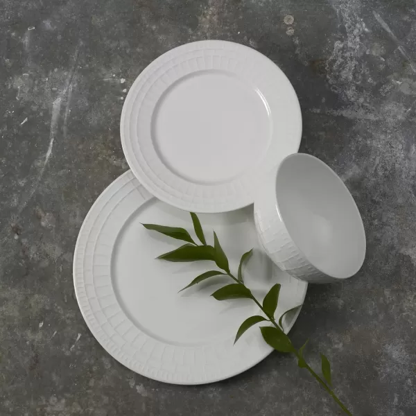 Mikasa Lux Chip Resistant 12 Piece Dinnerware Set, Service for 4,White