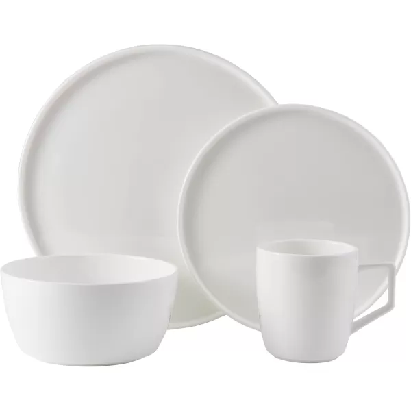Mikasa Sloane Bone China Lightweight Chip Resistant 16 Piece Dinnerware Set, Service for 4, White