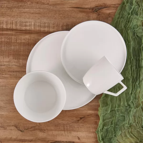 Mikasa Sloane Bone China Lightweight Chip Resistant 16 Piece Dinnerware Set, Service for 4, White