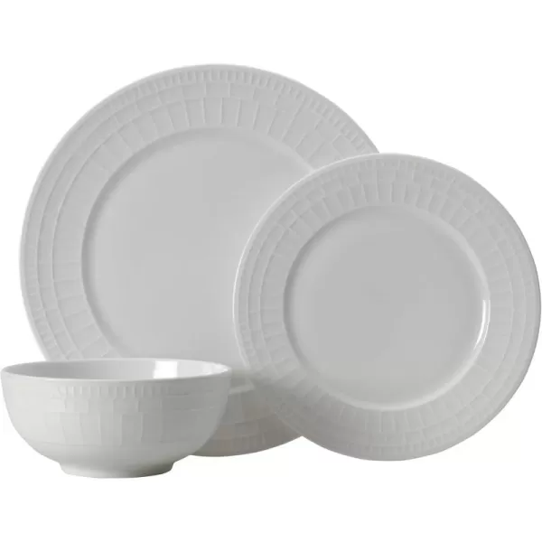 Mikasa Lux Chip Resistant 12 Piece Dinnerware Set, Service for 4,White