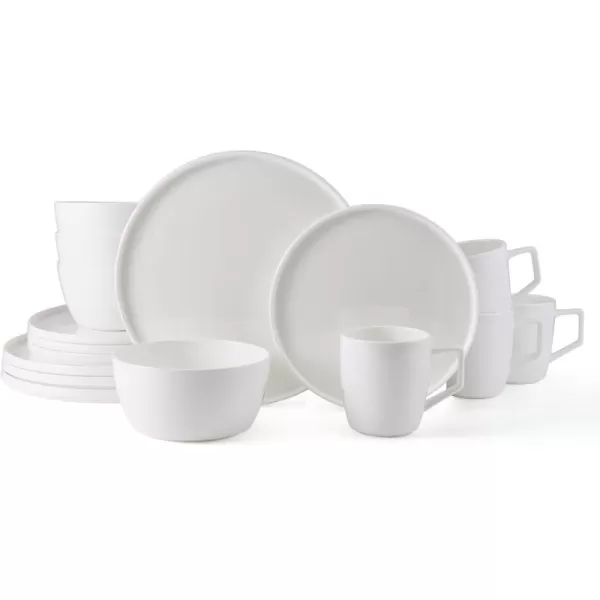 Mikasa Sloane Bone China Lightweight Chip Resistant 16 Piece Dinnerware Set, Service for 4, White