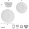 imageMikasa Bentlee Bone China Lightweight Chip Resistant 12 Piece Dinnerware Set Service for 4 WhiteColter